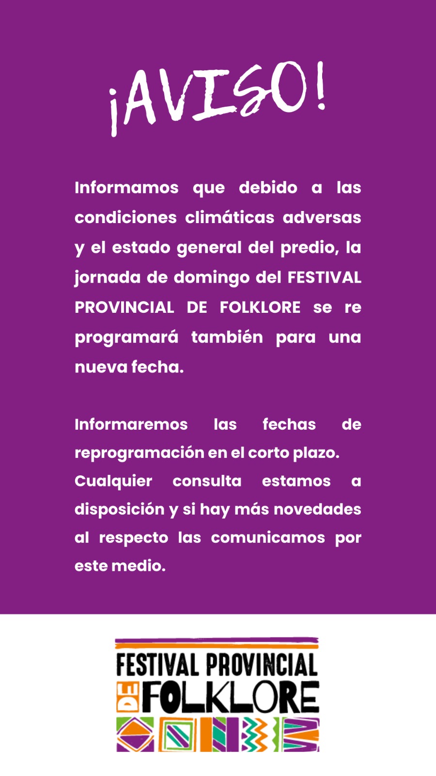 Suspendidas ambas fechas del Festival Provincial de Folklore en Marcos Juárez