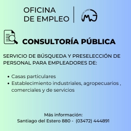 Oficina de Empleo de Marcos Juárez ofrece servicio de Consultoría Pública