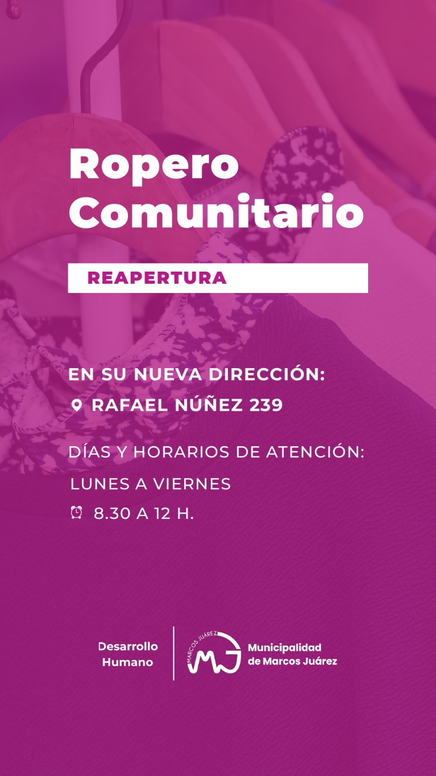 El próximo lunes 27 de mayo reabre el Ropero Comunitario de la ciudad
