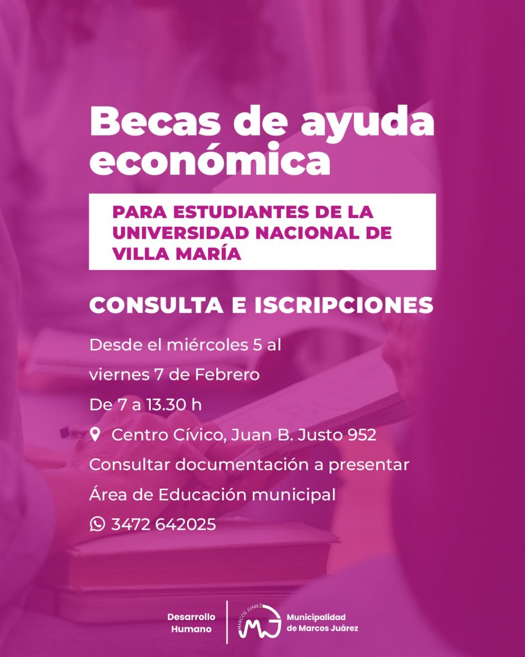 Abren inscripciones para las Becas Económicas de la UNVM en convenio con el Municipio