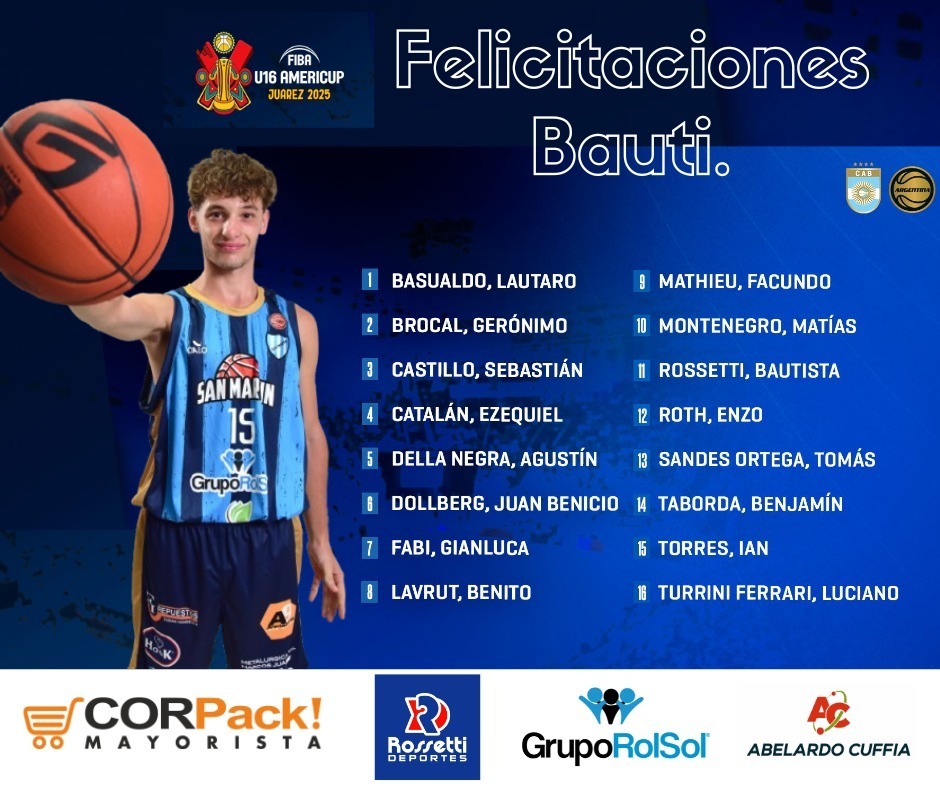 El marcosjuarense Bautista Rossetti convocado a la Preselección Nacional U16
