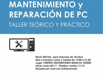 Taller gratuito mantenimiento y reparación de PC