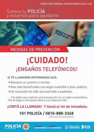 Policía brindó detalles para evitar estafas telefónicas