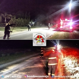 Bomberos barrieron maíz derramado sobre ruta 12
