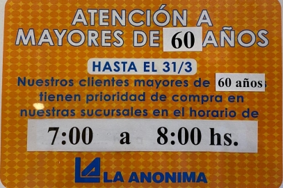 Super La Anónima: Horario especial jubilados de 7 a 8 hs

