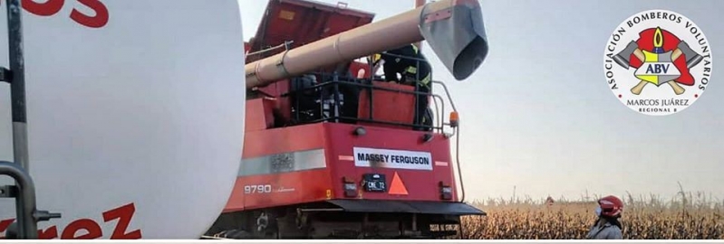 Incendio de cosechadora al este de Marcos Juárez