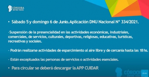 Nuevas restricciones en la provincia de Córdoba