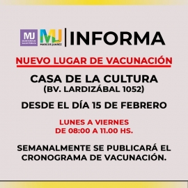 Casa de la Cultura será el nuevo centro de vacunación